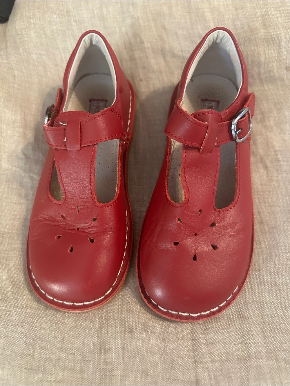 L'Amour Red T-Strap Leather Mary Jane Kids Shoes